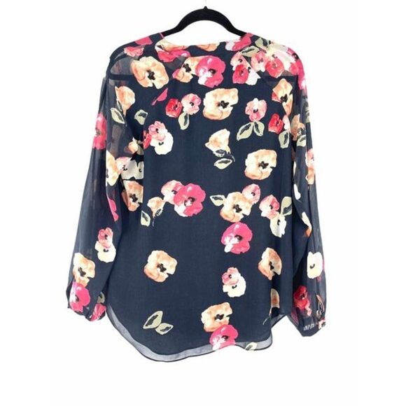 ✨ Blue Floral Poppy Print Blouse ✨ - Picture 3 of 6